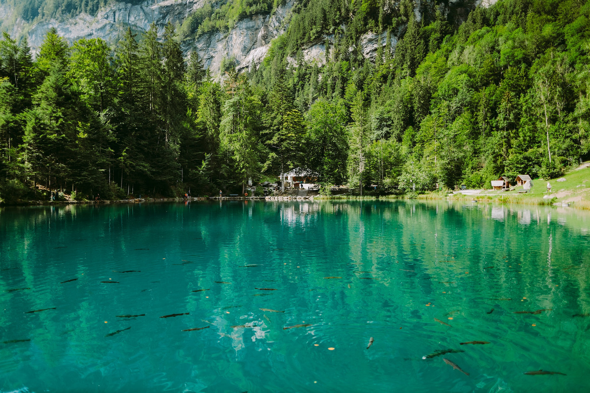 blue lake in switzerland